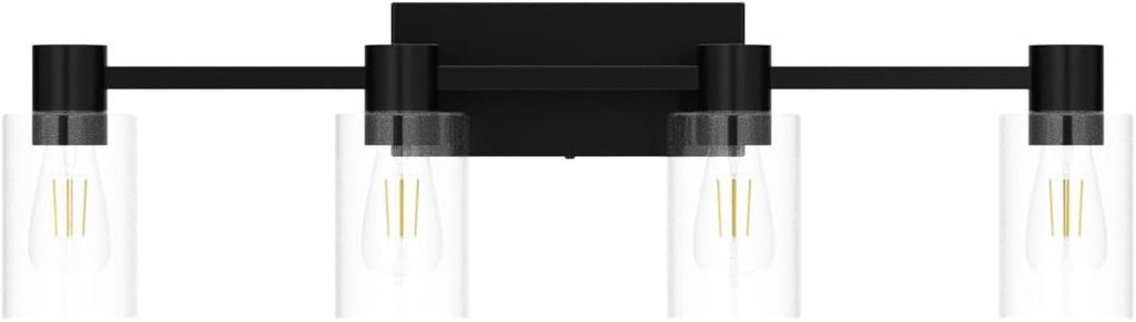 Four Bulb Black Glass Lamp