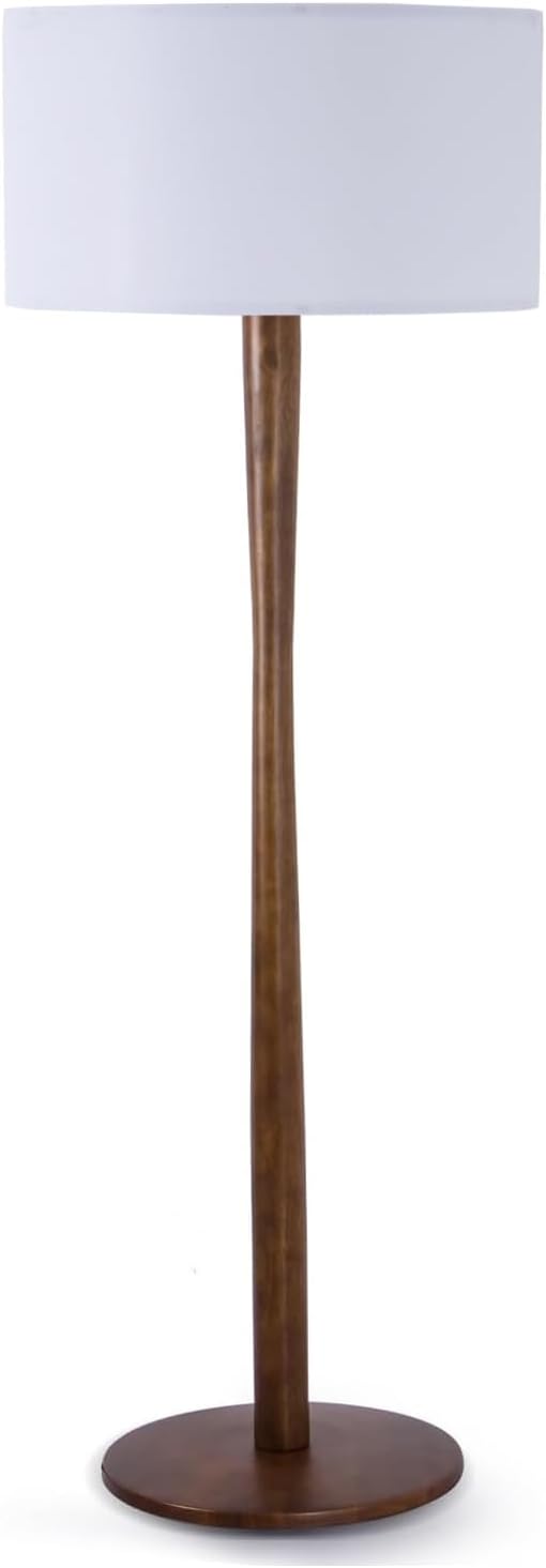 Walnut Linen Shade Floor Lamp