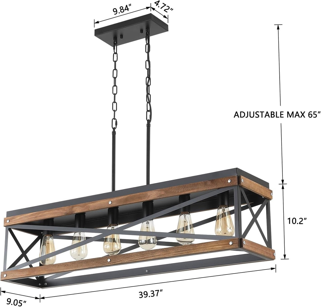 Oak Metal Six Linear Lamp