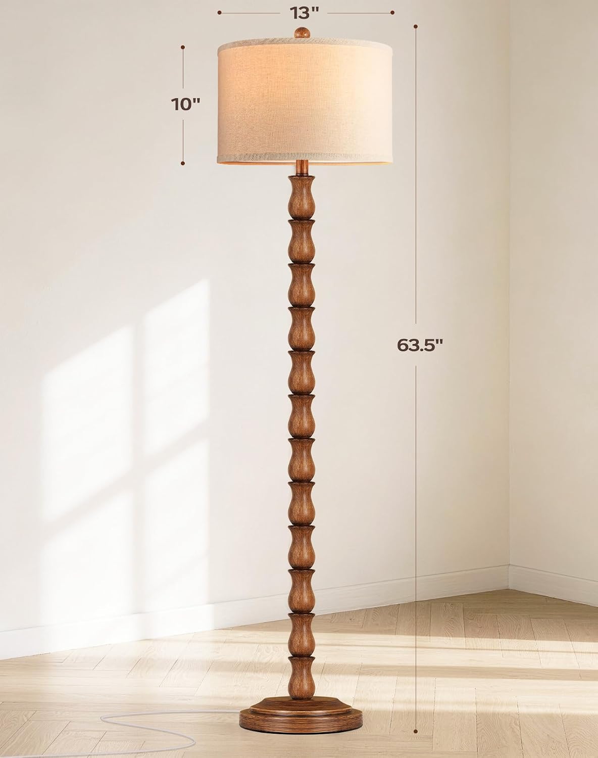 Rustic Linen Shade Floor Lamp
