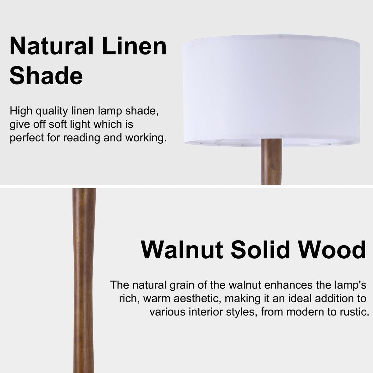 Walnut Linen Shade Floor Lamp