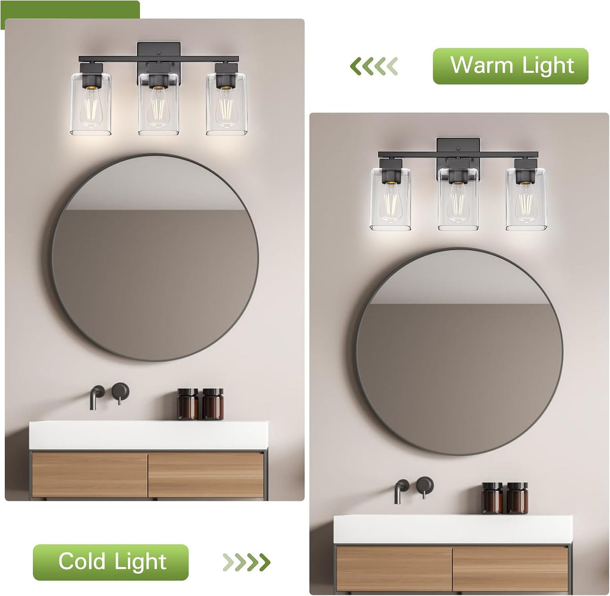 Three Light Black Vanity Lamp