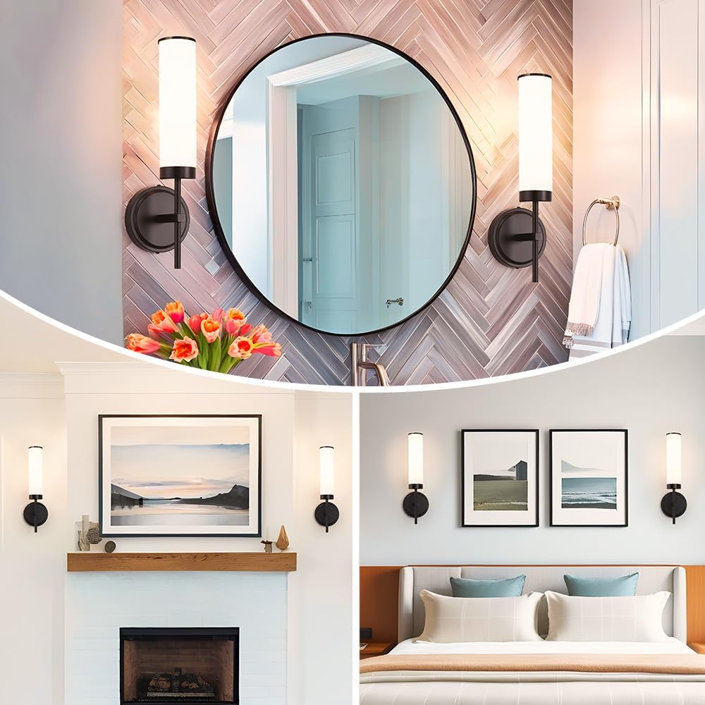 Black Glass Dual Wall Sconces