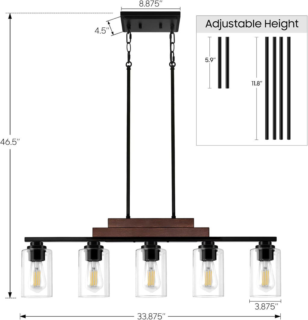 Wood Black Five Glass Lamp