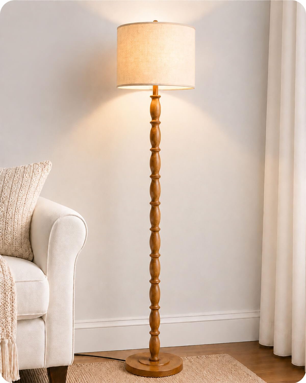 Walnut Grain Linen Floor Lamp