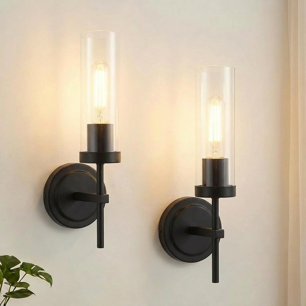 Dual Black Hardwired Wall Sconce