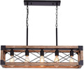 Wood Five Linear Pendant Lamp