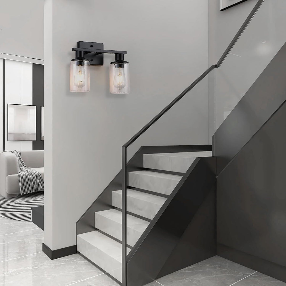 Dual Black Glass Vanity Lamp
