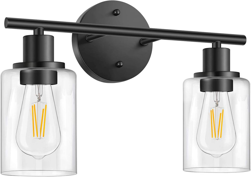 Two Light Black Vanity Lamp