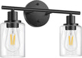 Two Light Black Vanity Lamp