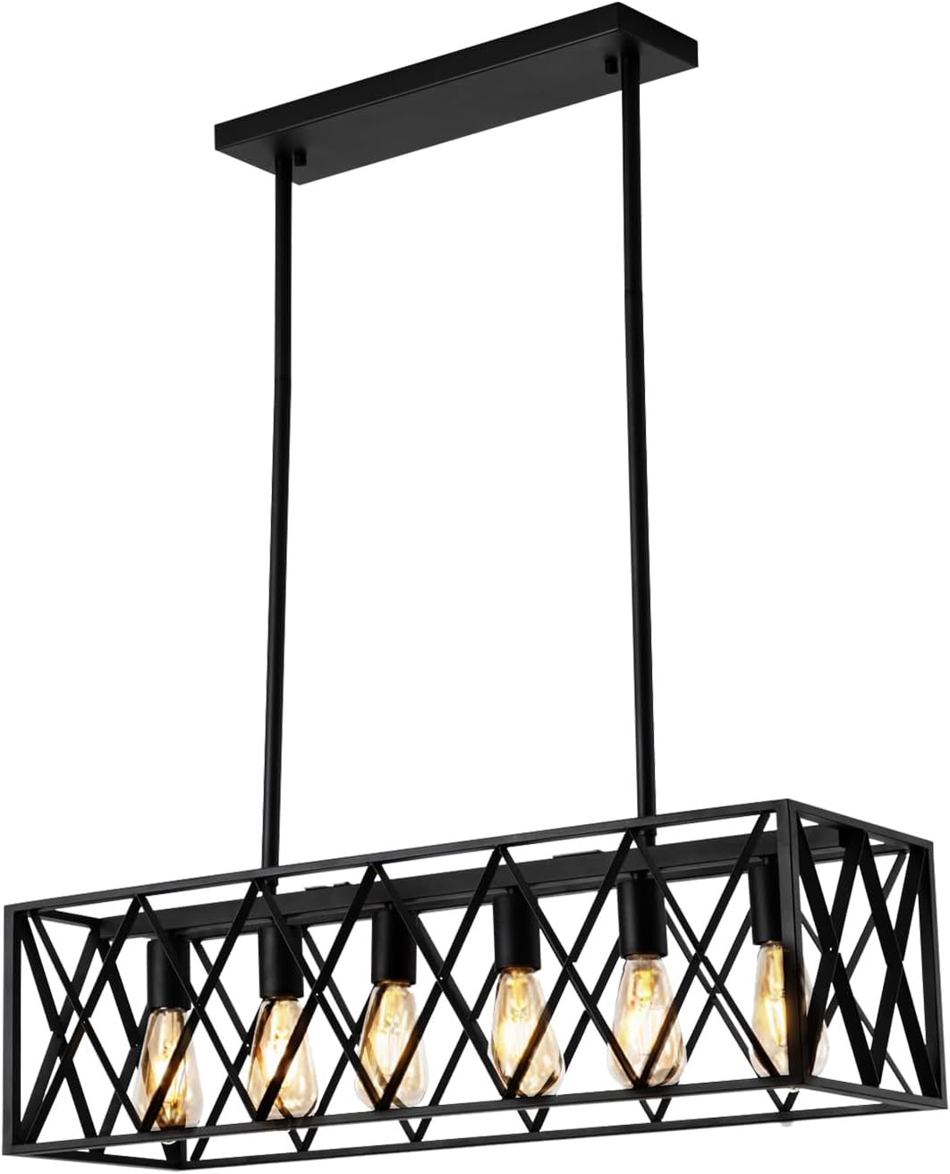 Six Black Linear Bar Chandelier