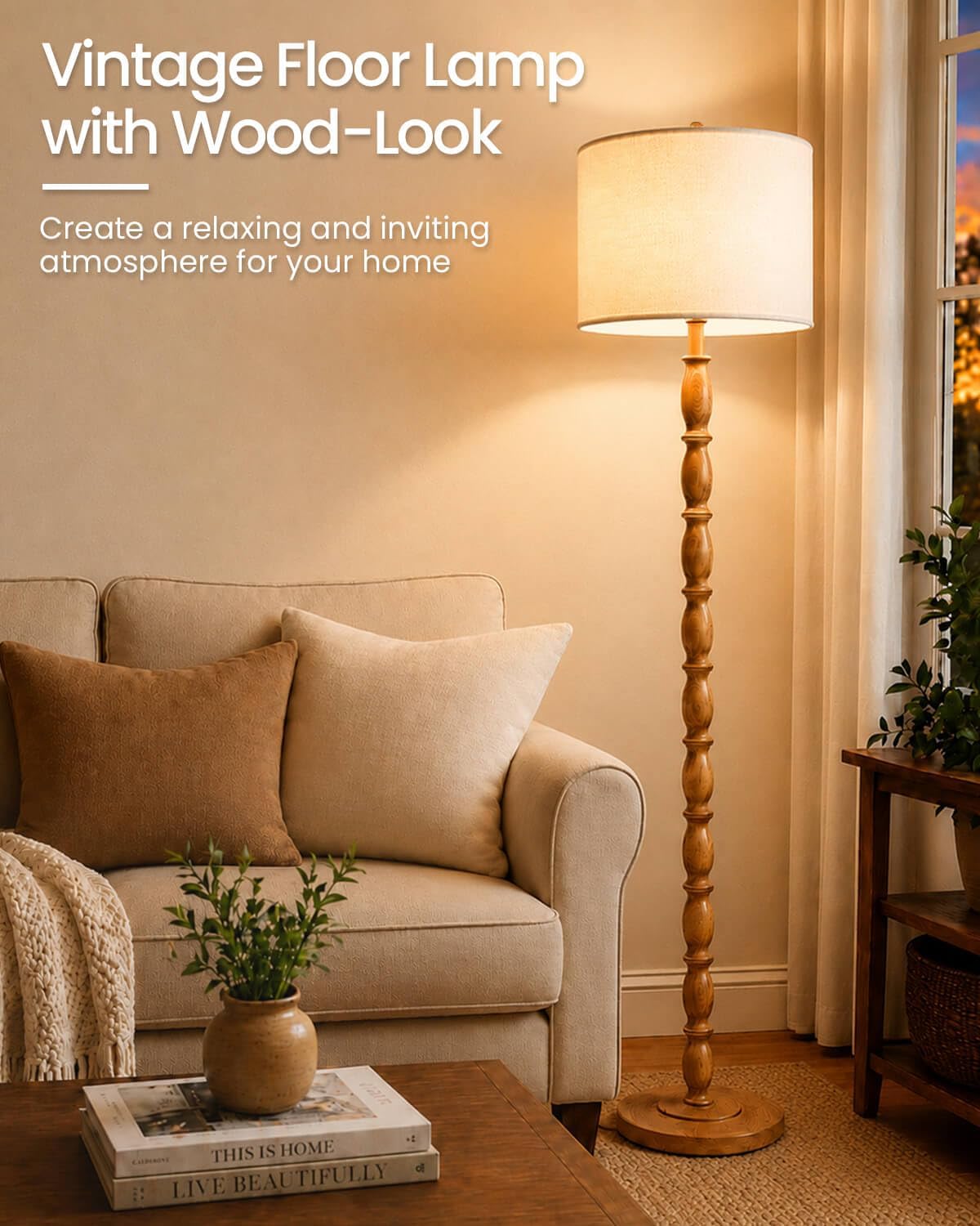 Walnut Grain Linen Floor Lamp