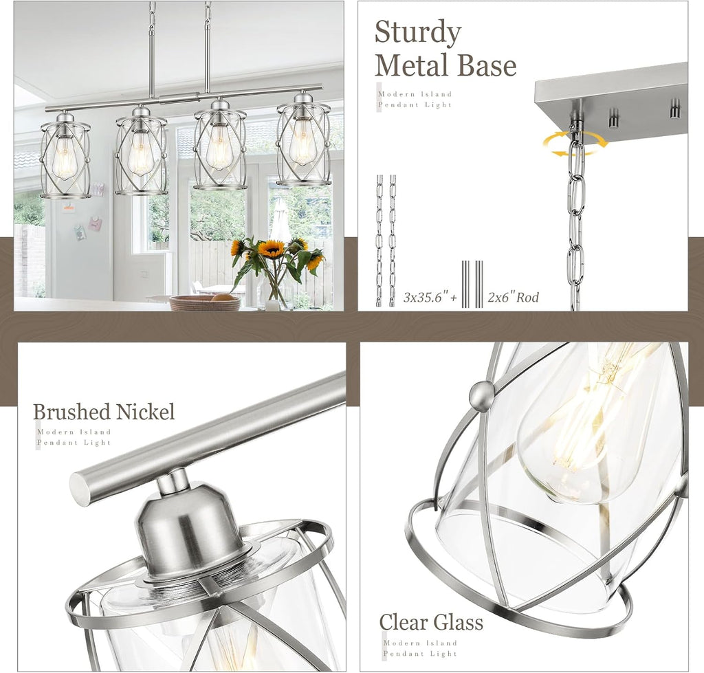 Nickel Four Glass Linear Lamp