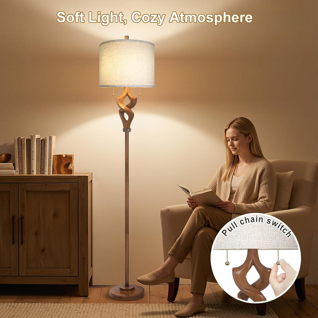 Bronze Wood Adjustable Floor Lamp