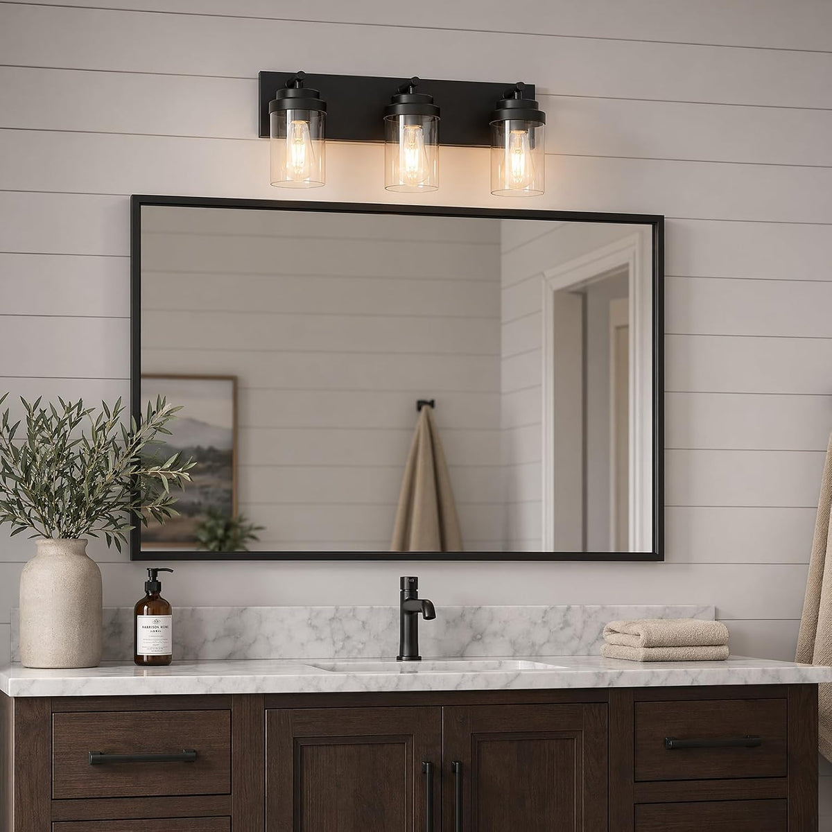 Triple Black Bath Vanity Lamp