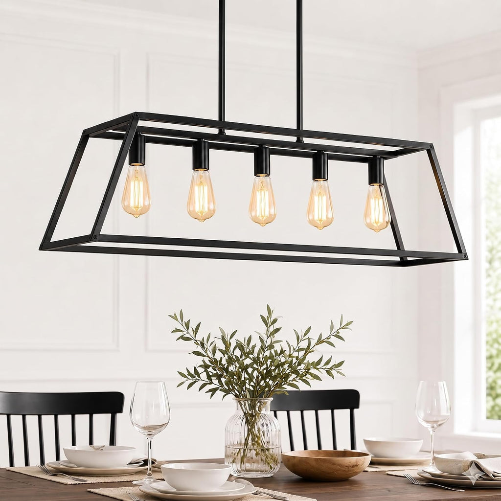 Five Black Linear Pendant Lamp