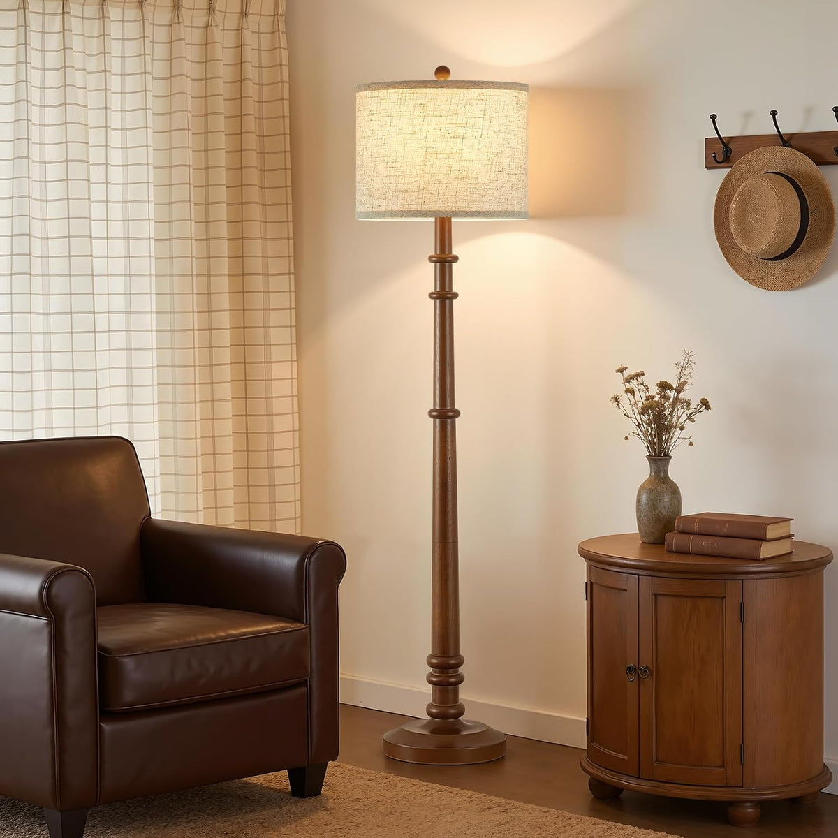 Wood Farmhouse Adjustable Floor Lamp