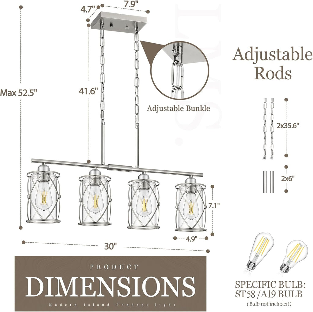 Nickel Four Glass Linear Lamp