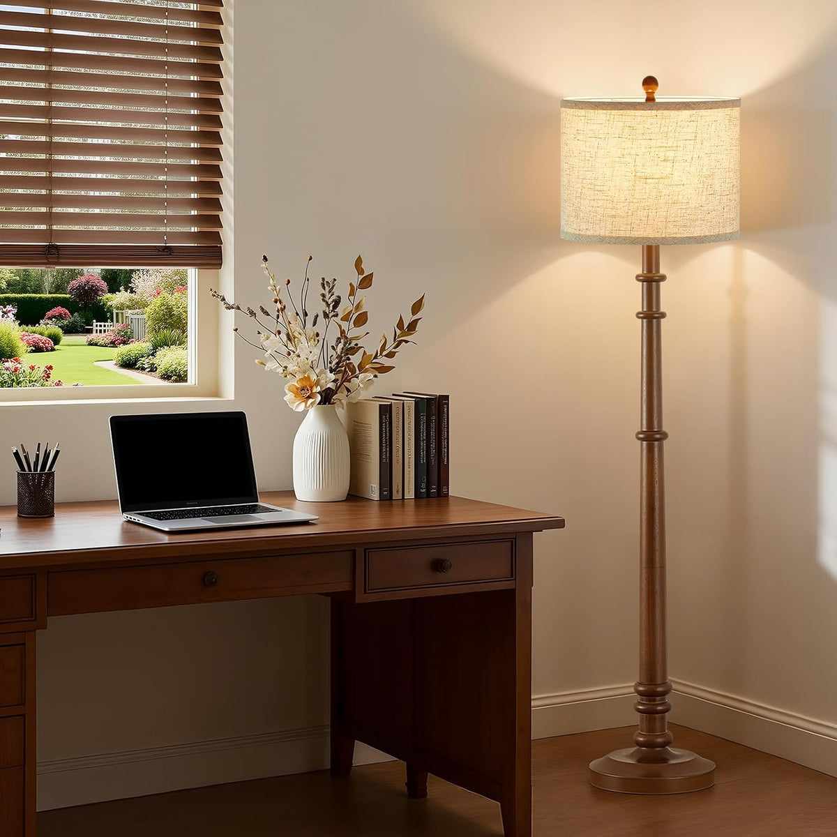 Wood Farmhouse Adjustable Floor Lamp