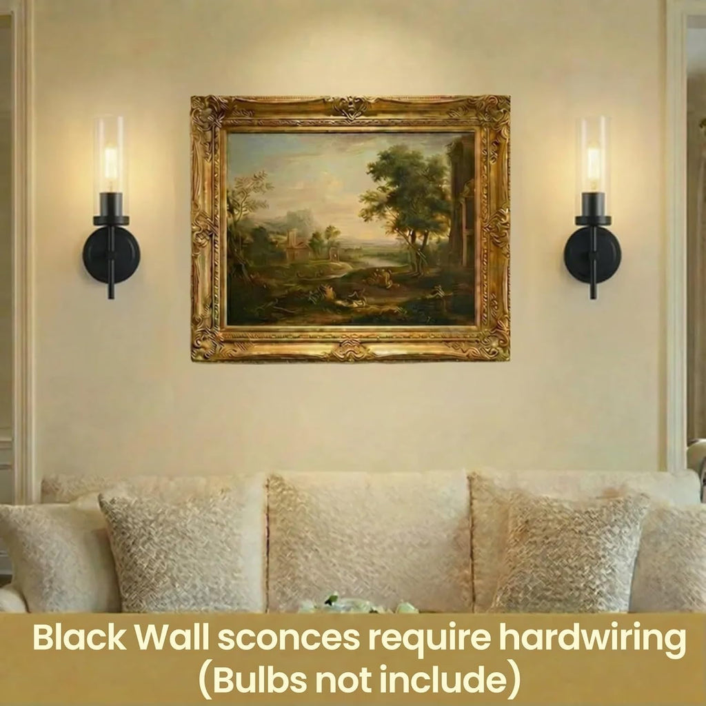 Dual Black Hardwired Wall Sconce