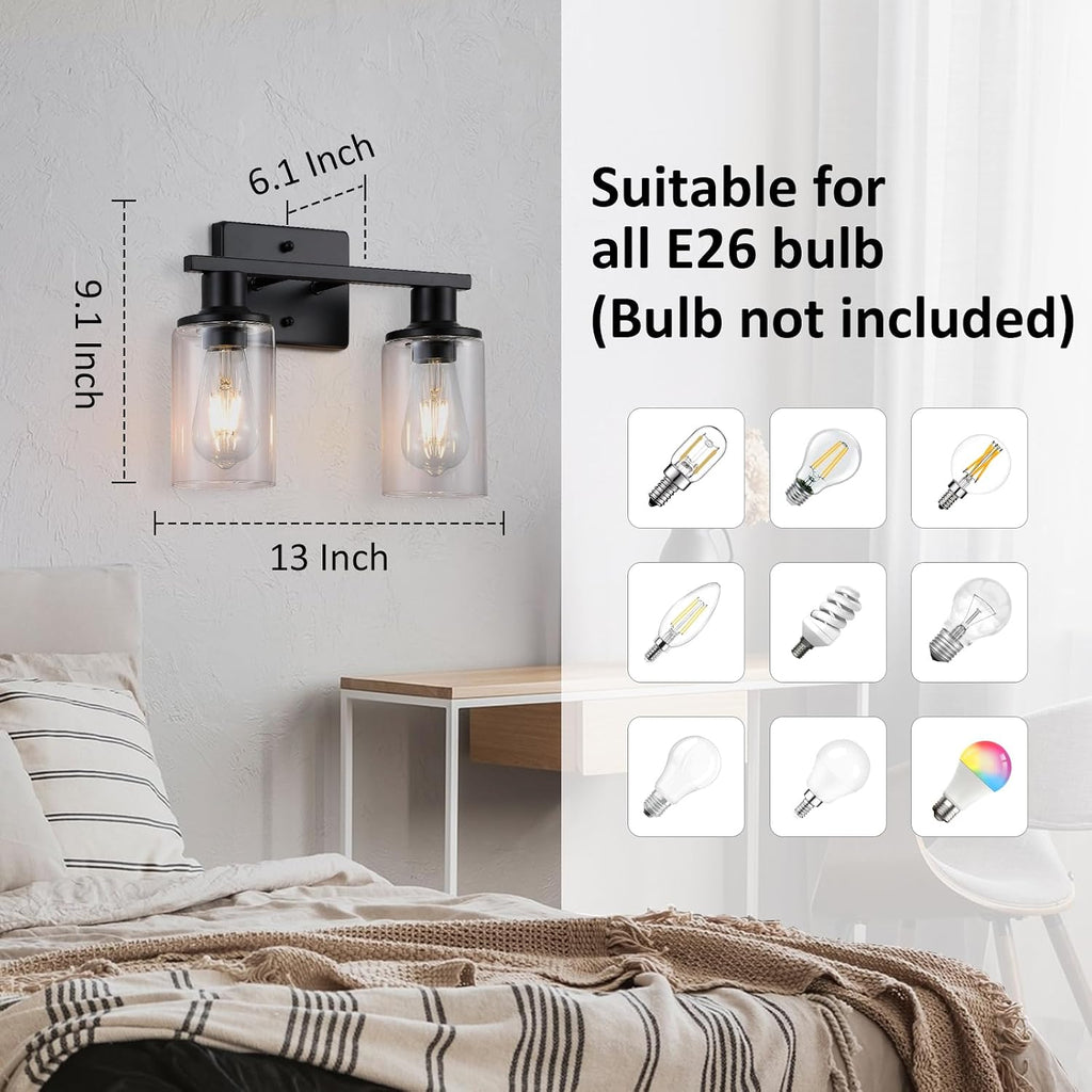 Dual Black Glass Vanity Lamp