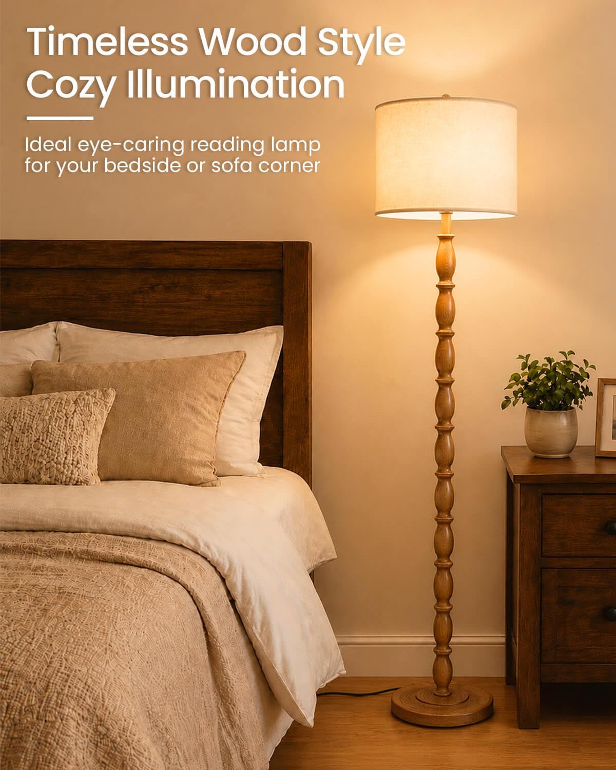 Walnut Grain Linen Floor Lamp