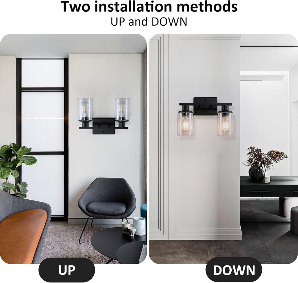 Dual Black Glass Vanity Lamp