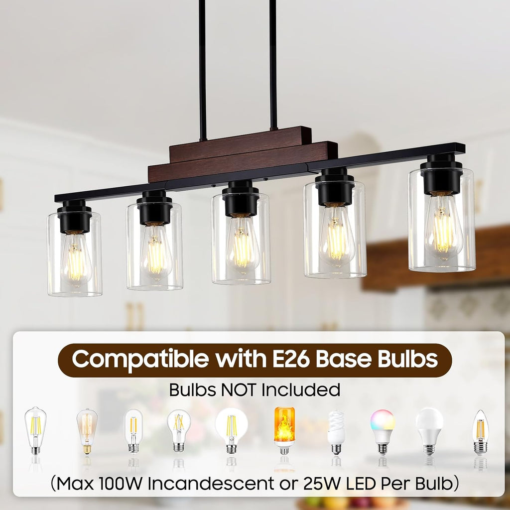 Wood Black Five Glass Lamp