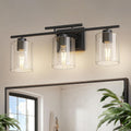 Triple Black Glass Wall Sconce