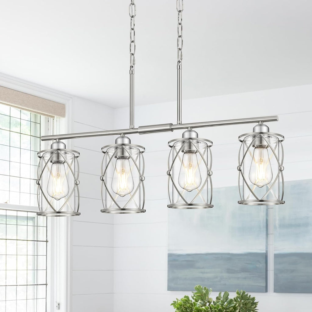 Nickel Four Glass Linear Lamp