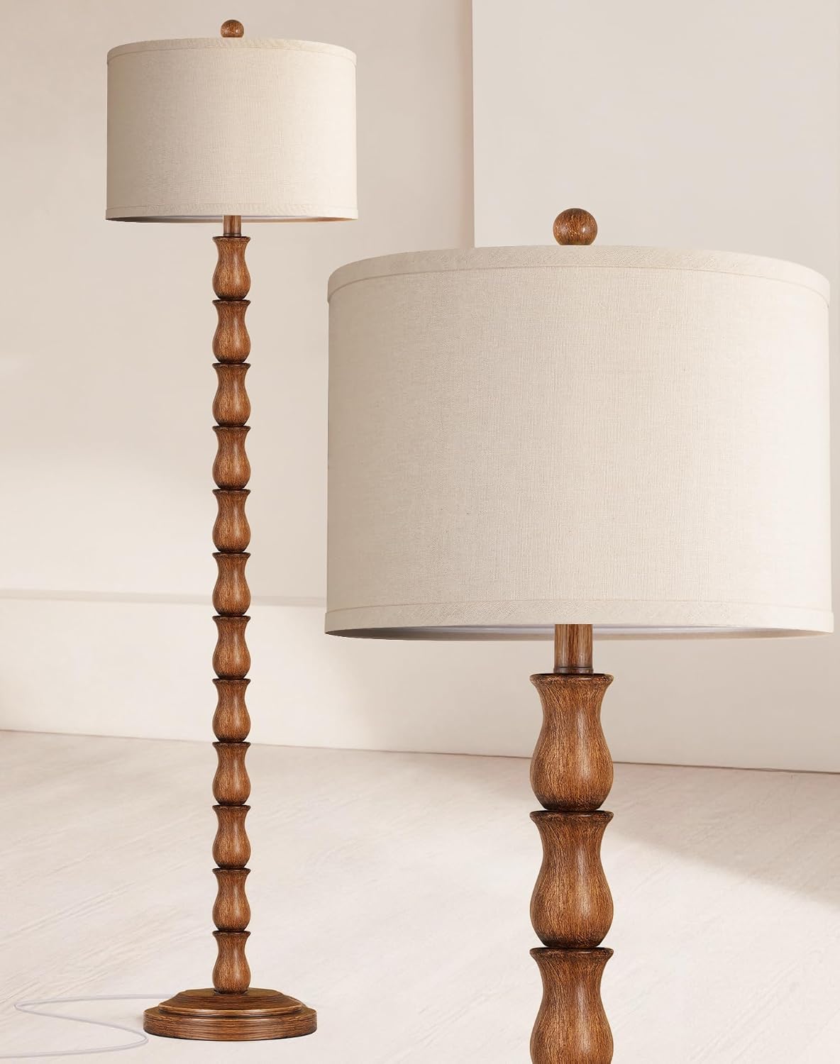 Rustic Linen Shade Floor Lamp