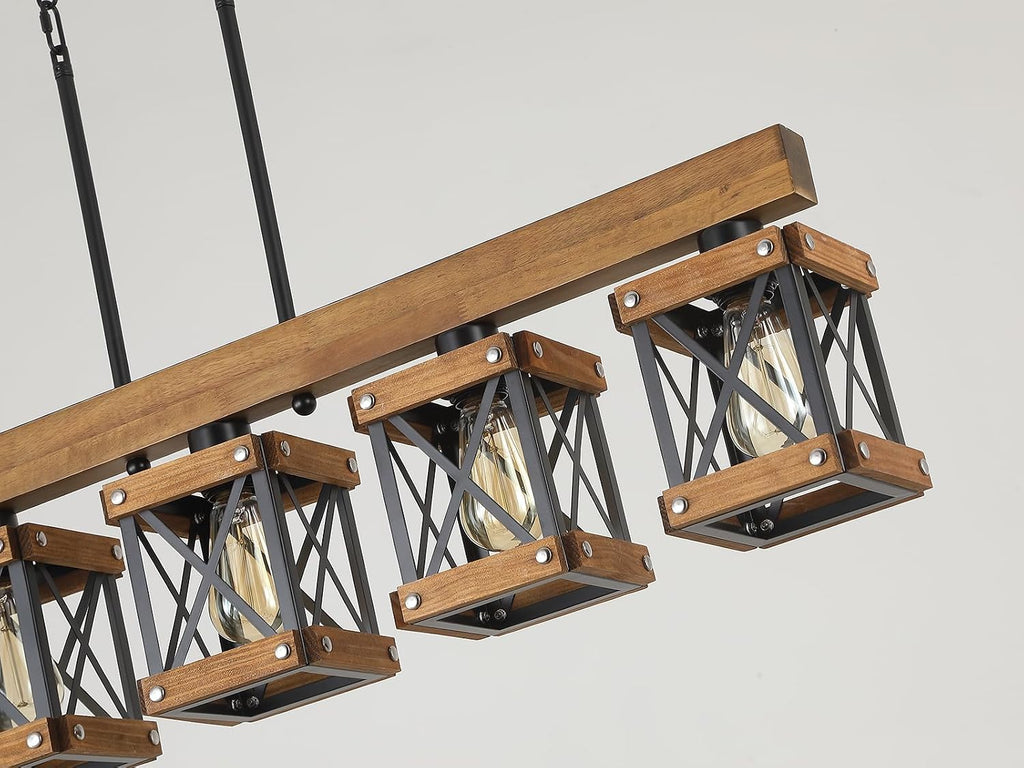 Oak Metal Five Linear Lamp