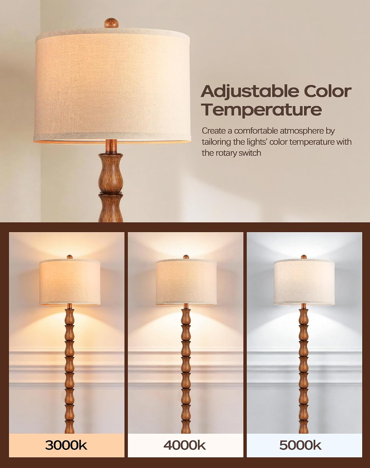 Rustic Linen Shade Floor Lamp