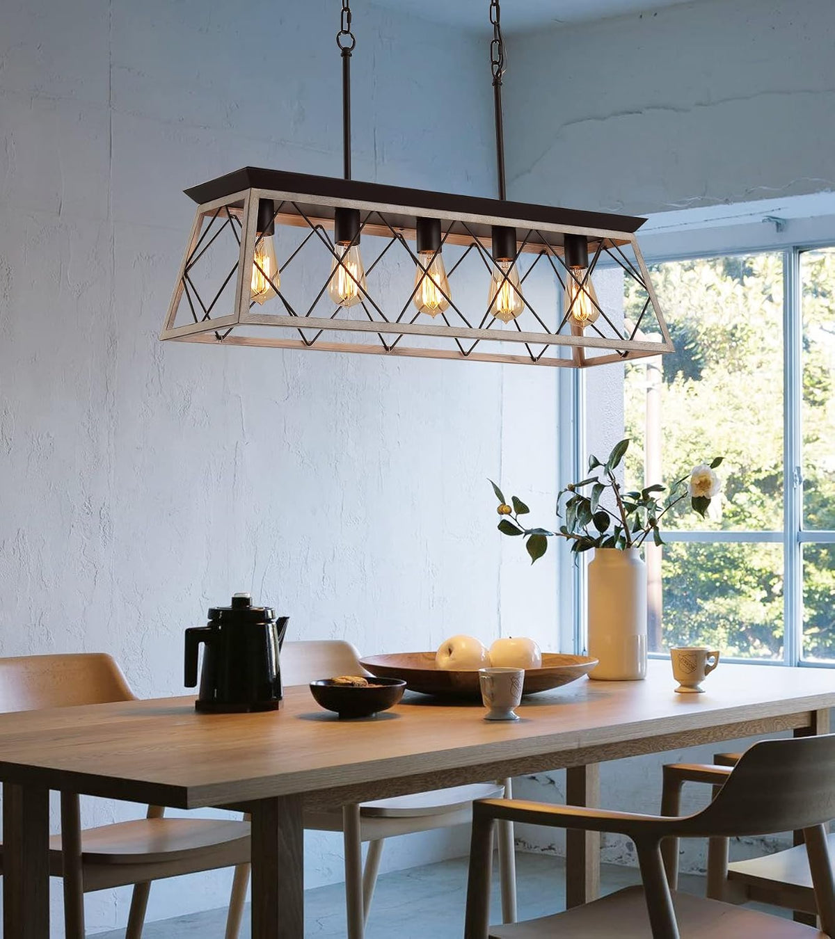 Oak Five Linear Pendant Lamp