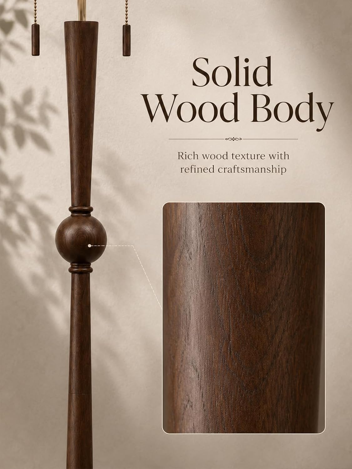 Wooden Pull Chain Floor Lamp