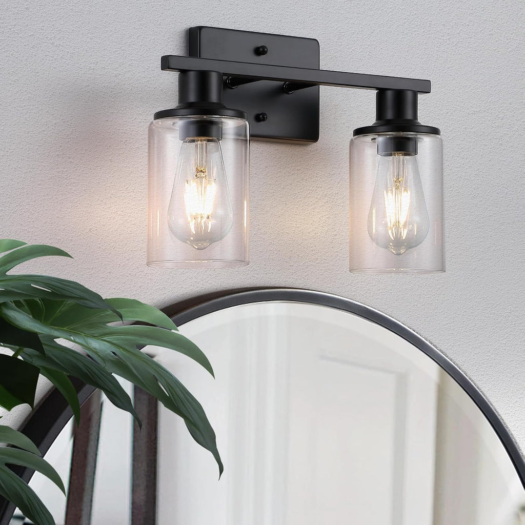 Dual Black Glass Vanity Lamp