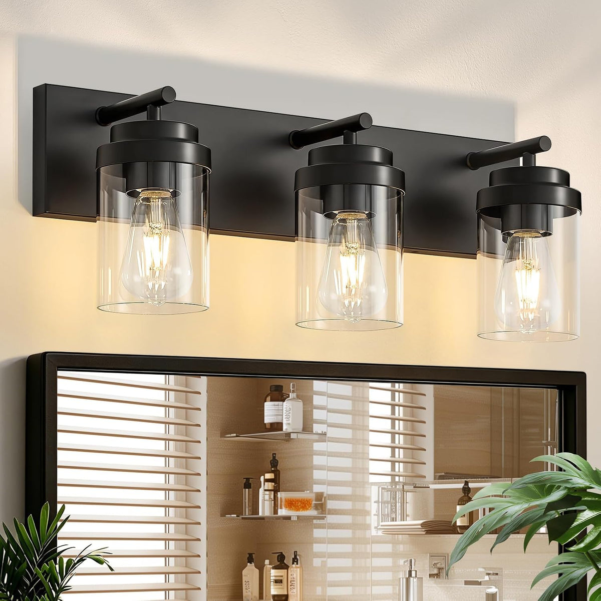 Triple Black Bath Vanity Lamp