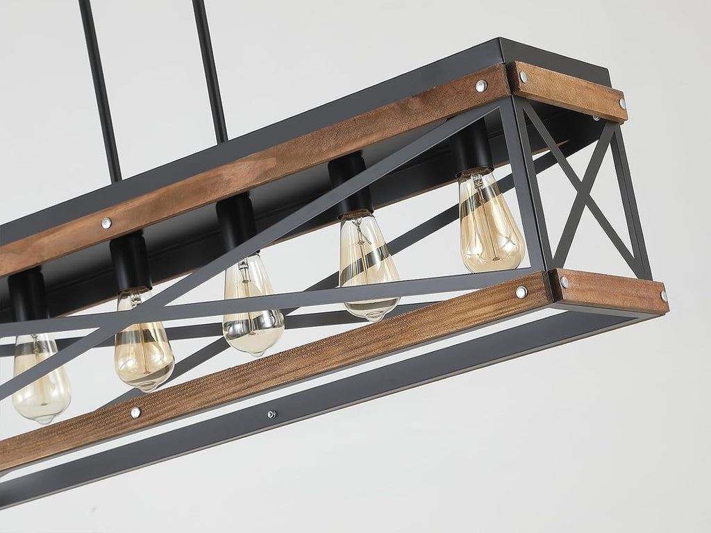 Oak Metal Six Linear Lamp