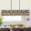 Six Black Wood Linear Lamp