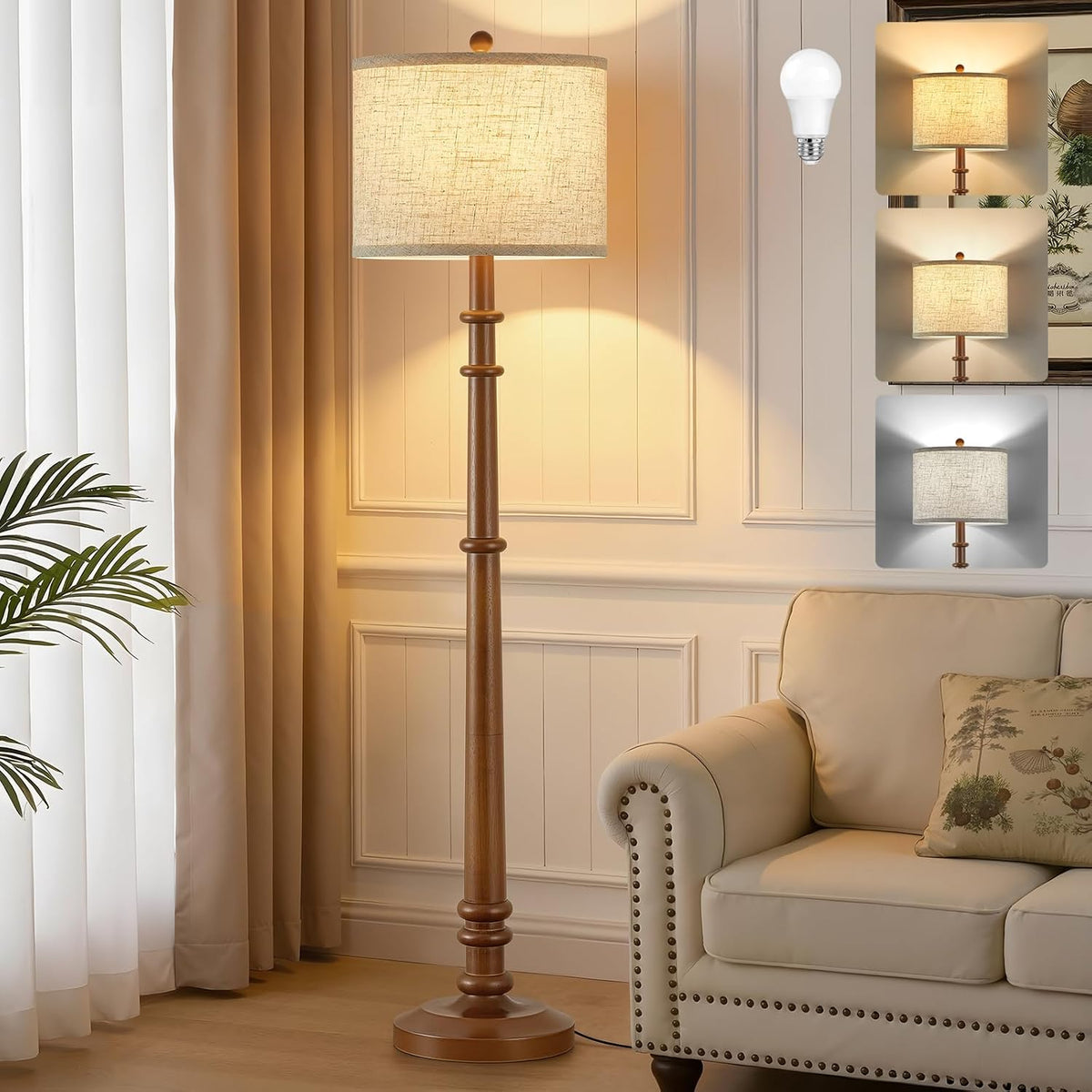 Wood Farmhouse Adjustable Floor Lamp