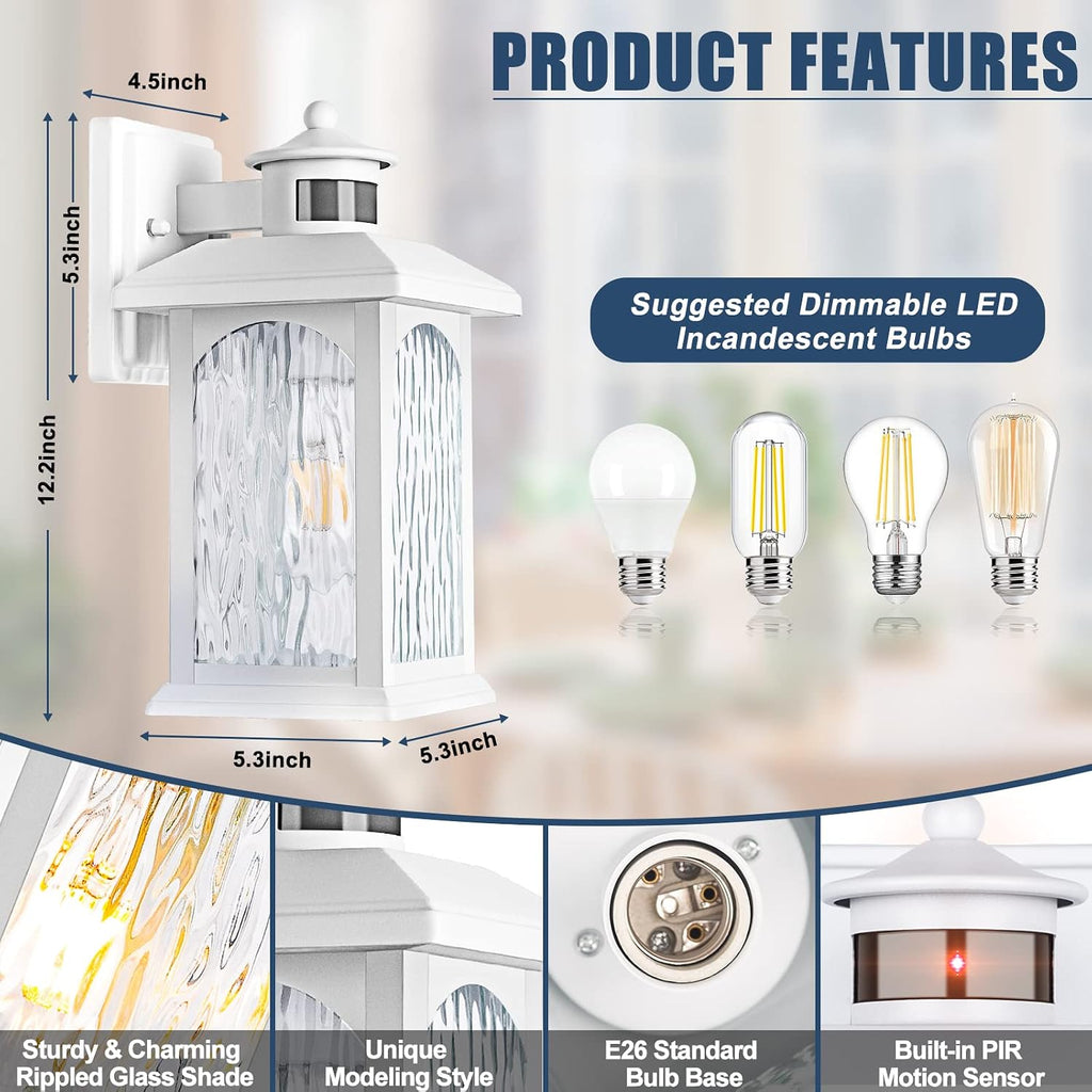 Sensor White Outdoor Lantern