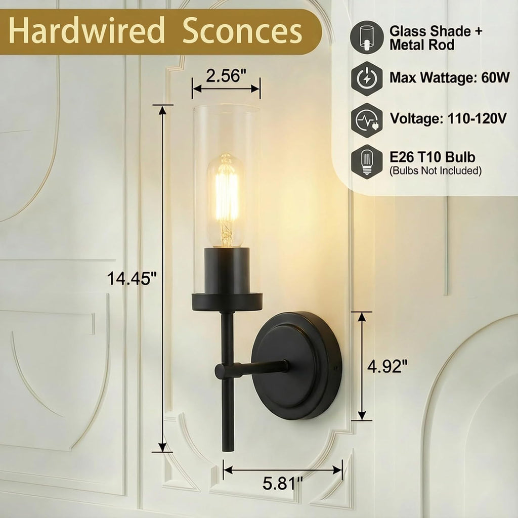 Dual Black Hardwired Wall Sconce