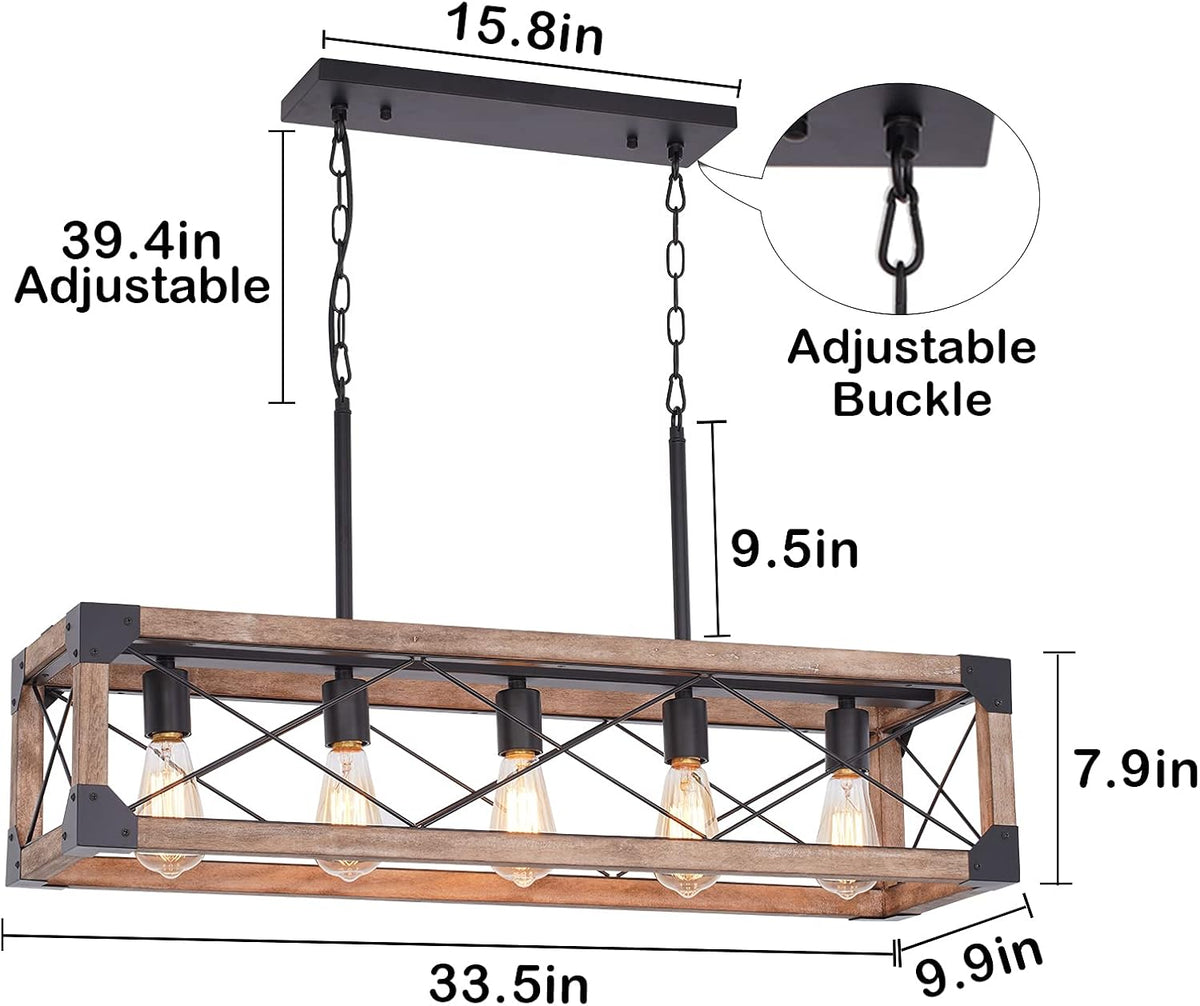 Wood Five Linear Pendant Lamp