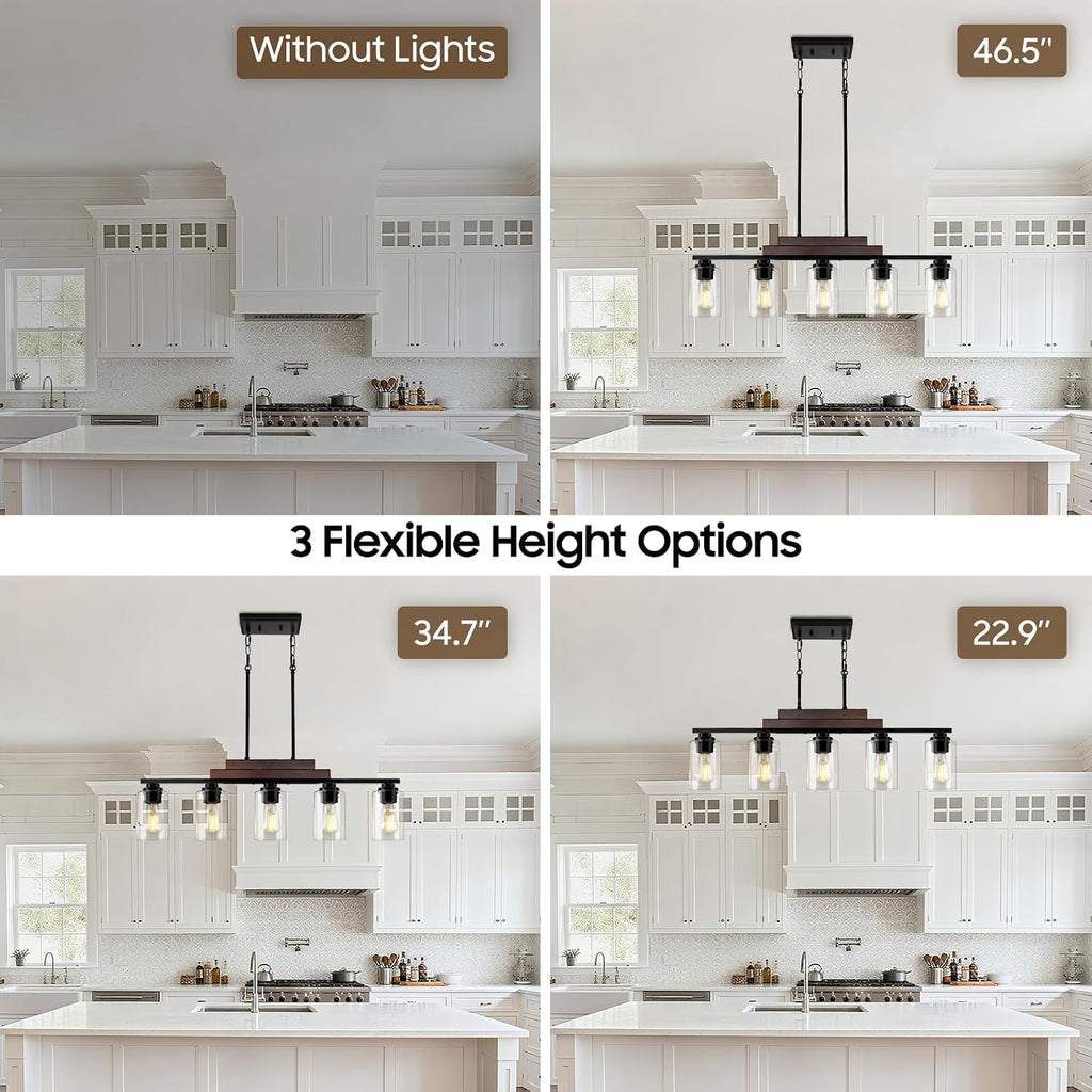 Wood Black Five Glass Lamp