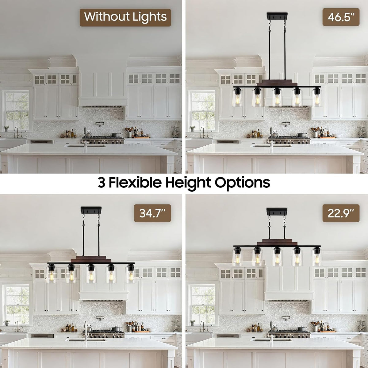Wood Black Five Glass Lamp