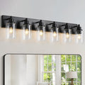 Six Black Glass Vanity Lamp