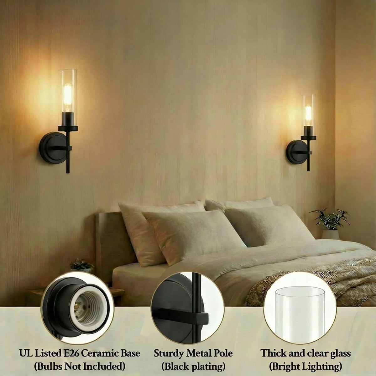 Dual Black Hardwired Wall Sconce