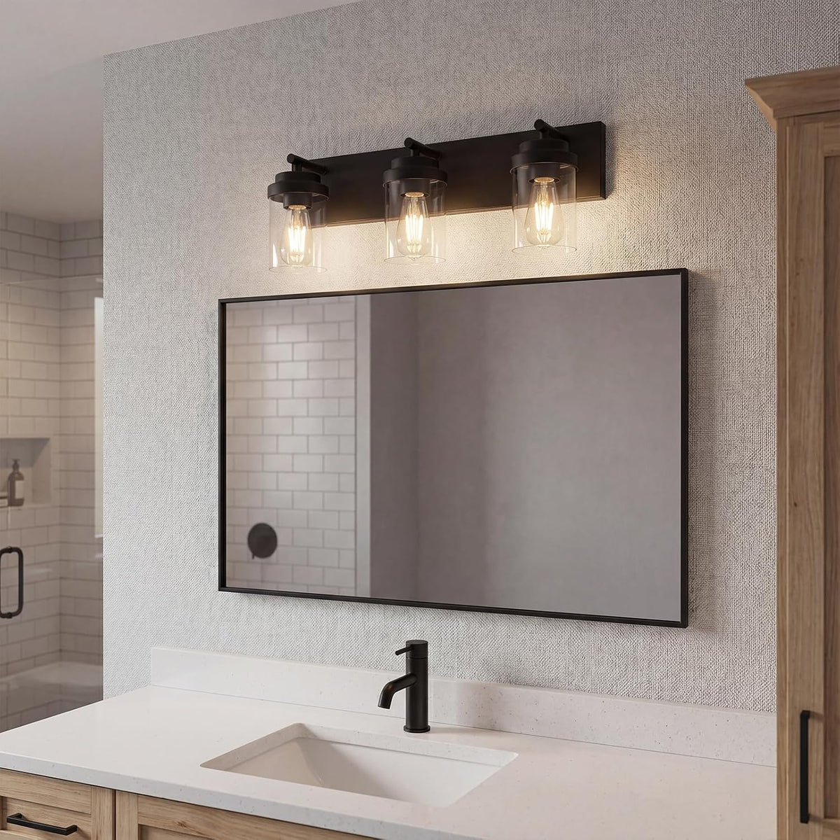 Triple Black Bath Vanity Lamp