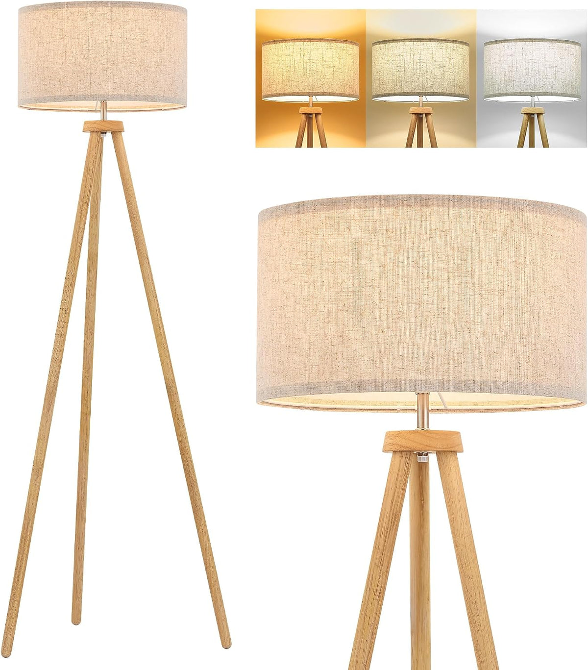Nordic Tripod Wood Floor Lamp