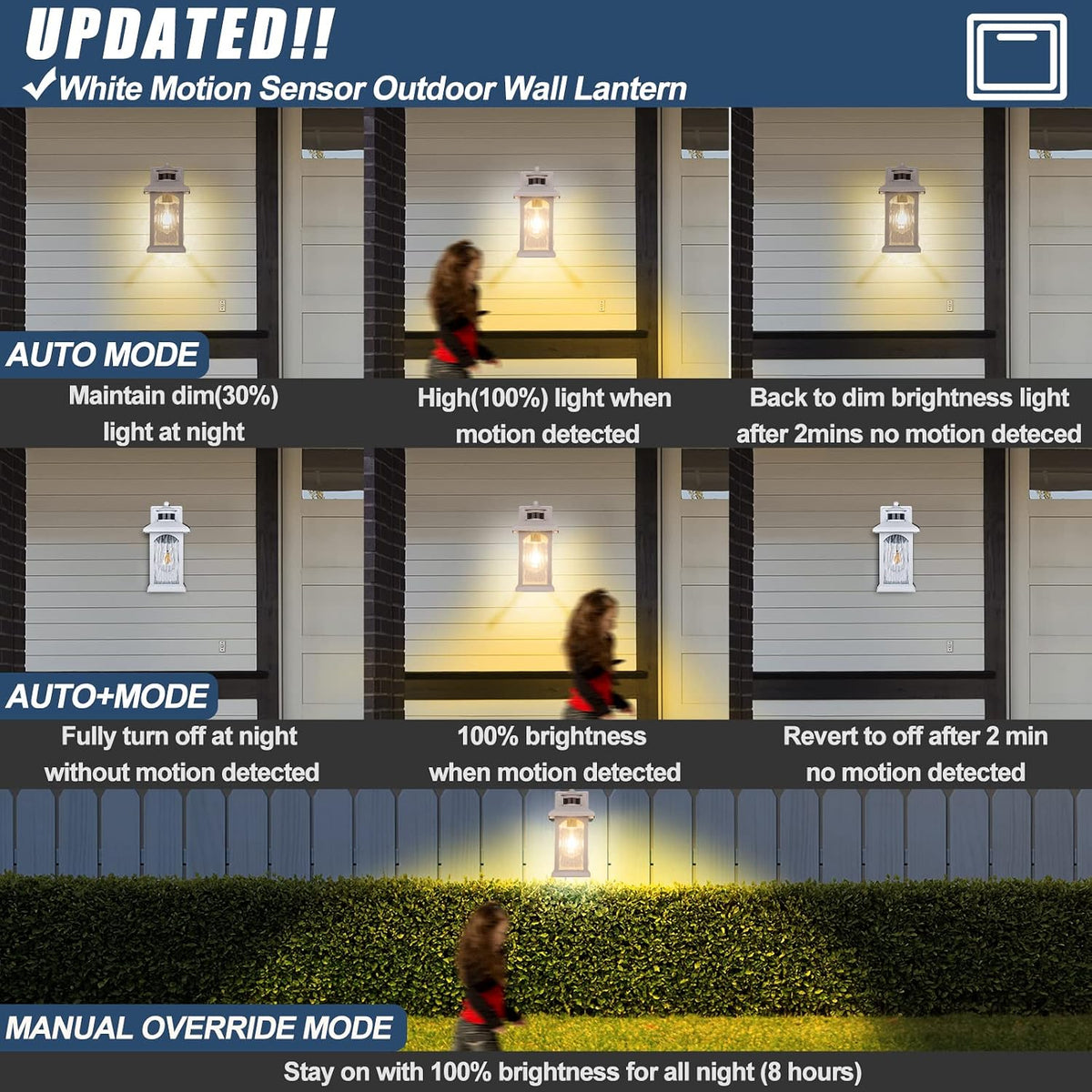 Sensor White Outdoor Lantern